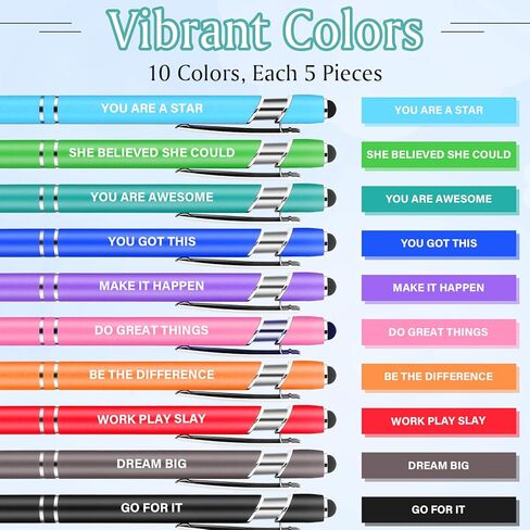 50 قطعة من الأقلام الملهمة بكميات كبيرة، أقلام حبر جاف مضحكة، أقلام حبر سوداء، هدايا تقدير الموظفين، هدايا الكنيسة الدينية المسيحية لزملاء العمل والنساء والرجال والممرضات والمدرسين والطلاب، ملهمة in Kuwait