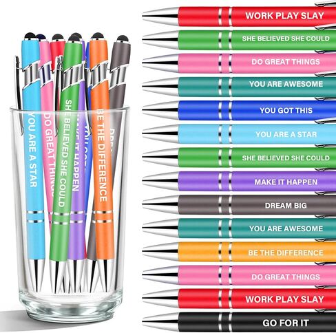 50 قطعة من الأقلام الملهمة بكميات كبيرة، أقلام حبر جاف مضحكة، أقلام حبر سوداء، هدايا تقدير الموظفين، هدايا الكنيسة الدينية المسيحية لزملاء العمل والنساء والرجال والممرضات والمدرسين والطلاب، ملهمة in Kuwait