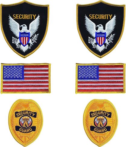 RYNO GEAR Embroidered Patch Emblems Set - (Security Guard Set (Royal Blue ON White - Gold ON Gold)) in Kuwait