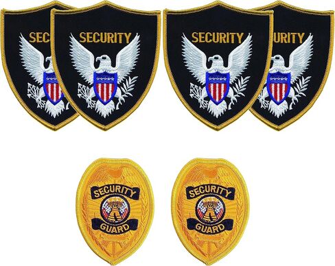 RYNO GEAR Embroidered Patch Emblems Set - (Security Guard Set (Royal Blue ON White - Gold ON Gold)) in Kuwait