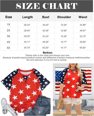 Plus Size Women American Flag Shirt Flag Striped Star Graphic 4th of July Tops Independence Day Tee in Kuwait
