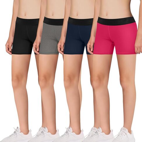 4 Pack Volleyball Dance Spandex Shorts for Girls - Fit for Biker Yoga Gymnastics Soccer Exercise in Saudi Arabia