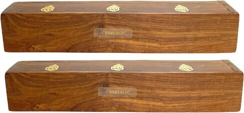 2 Pack Wooden Coffin Incense Sticks Burner - 12 Inches Brass Inlays - Storage Compartment (Buddha) in Saudi Arabia