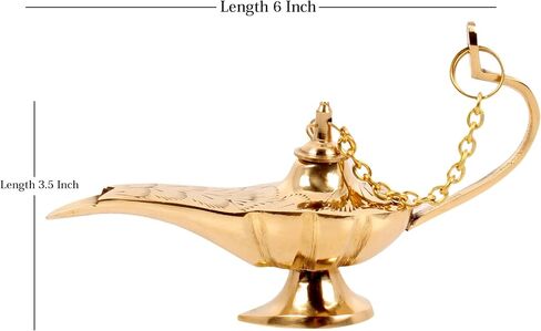 Brass Aladdin Magic Lamp Incense Burner 6.25 x 2 x 4 inch by Handcrafted Trading Co. in Saudi Arabia