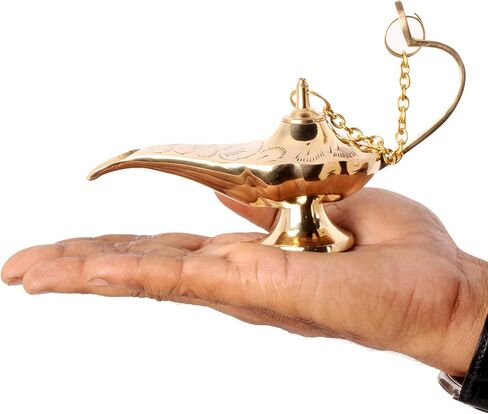 مبخرة مصباح علاء الدين السحري من النحاس مقاس 6.25 × 2 × 4 بوصة من شركة Handcrafted Trading Co. in Saudi Arabia