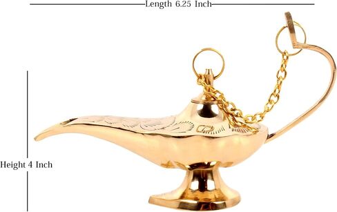 مبخرة مصباح علاء الدين السحري من النحاس مقاس 6.25 × 2 × 4 بوصة من شركة Handcrafted Trading Co. in Saudi Arabia