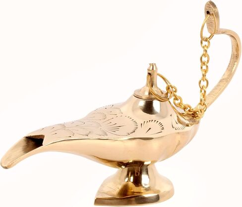 مبخرة مصباح علاء الدين السحري من النحاس مقاس 6.25 × 2 × 4 بوصة من شركة Handcrafted Trading Co. in Saudi Arabia