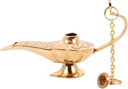 Brass Aladdin Magic Lamp Incense Burner 6.25 x 2 x 4 inch by Handcrafted Trading Co. in Saudi Arabia