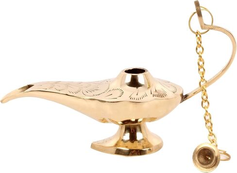 مبخرة مصباح علاء الدين السحري من النحاس مقاس 6.25 × 2 × 4 بوصة من شركة Handcrafted Trading Co. in Saudi Arabia