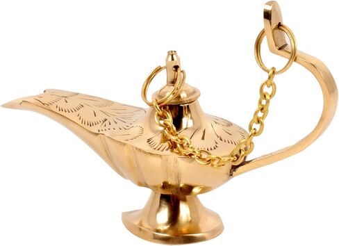 Brass Aladdin Magic Lamp Incense Burner 6.25 x 2 x 4 inch by Handcrafted Trading Co. in Saudi Arabia