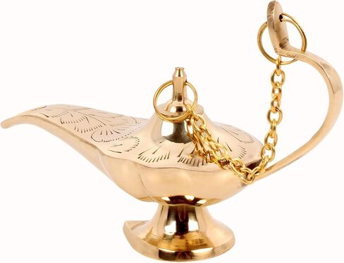 مبخرة مصباح علاء الدين السحري من النحاس مقاس 6.25 × 2 × 4 بوصة من شركة Handcrafted Trading Co. in Saudi Arabia