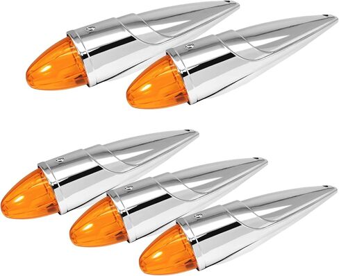 أضواء الكابينة الكبيرة للشاحنات الثقيلة، 17 مصباح علامة الكابينة LED، ضوء إزالة السقف من الكروم المقاوم للماء لـ Peterbilt Kenworth Freightliner Mack Western Star Paccar 12V، العنبر in Kuwait