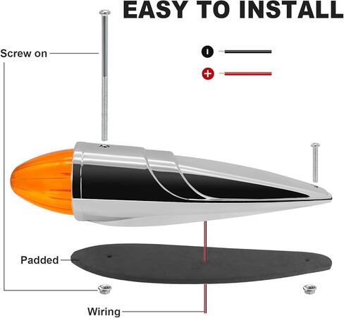 أضواء الكابينة الكبيرة للشاحنات الثقيلة، 17 مصباح علامة الكابينة LED، ضوء إزالة السقف من الكروم المقاوم للماء لـ Peterbilt Kenworth Freightliner Mack Western Star Paccar 12V، العنبر in Kuwait