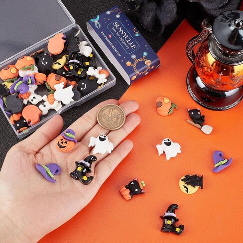 SUNNYCLUE Halloween Cabochons Resin Halloween Bead Charms No Hole Flat Back Cabochon Bulk Flat Backs for Jewelry Making Supplies Adult Scrapbooking Embellishments in Saudi Arabia