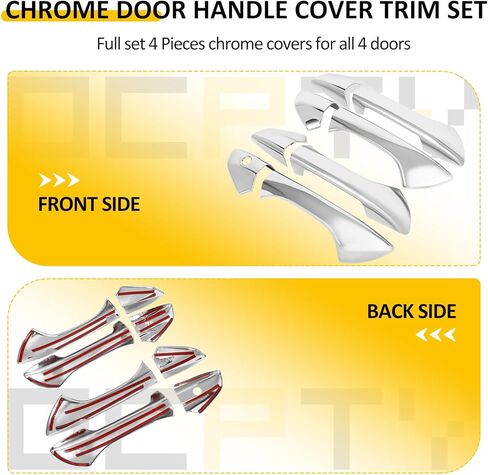 OCPTY 4 قطعة أغطية المقبض الباب لـ 2008-2012 لهوندا أكورد السائق الخارجي الجانب والركاب الجانب مقبض باب السيارة يغطي طقم الكسوة الكروم in Kuwait