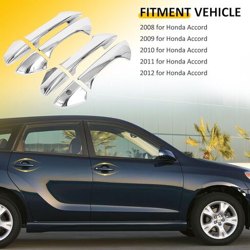 OCPTY 4 قطعة أغطية المقبض الباب لـ 2008-2012 لهوندا أكورد السائق الخارجي الجانب والركاب الجانب مقبض باب السيارة يغطي طقم الكسوة الكروم in Kuwait