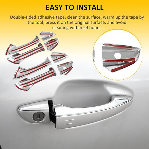 OCPTY 4 قطعة أغطية المقبض الباب لـ 2008-2012 لهوندا أكورد السائق الخارجي الجانب والركاب الجانب مقبض باب السيارة يغطي طقم الكسوة الكروم in Kuwait