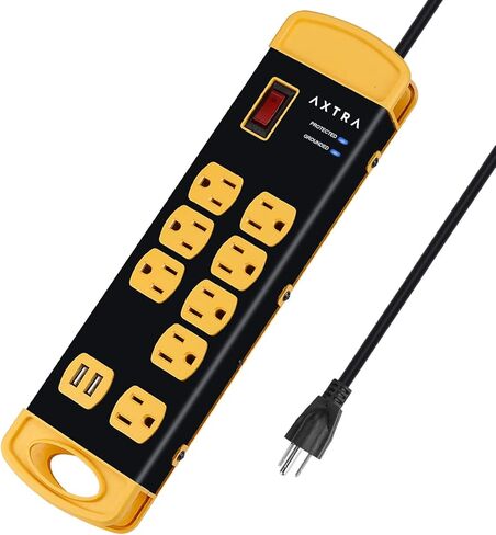 شريط طاقة معدني مزود بـ 8 منافذ مع منافذ USB، وسلك تمديد عالي التحمل بطول 9 أقدام، 1800 جول، 1875 وات/15 أمبير قابل للتركيب على الحائط للمنزل والمكتب والمدرسة وسطح المكتب للكمبيوتر [مدرج في قائمة ETL] in Kuwait