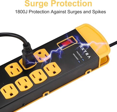 شريط طاقة معدني مزود بـ 8 منافذ مع منافذ USB، وسلك تمديد عالي التحمل بطول 9 أقدام، 1800 جول، 1875 وات/15 أمبير قابل للتركيب على الحائط للمنزل والمكتب والمدرسة وسطح المكتب للكمبيوتر [مدرج في قائمة ETL] in Kuwait