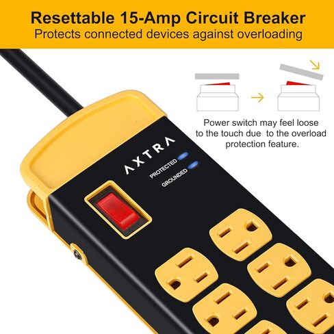 شريط طاقة معدني مزود بـ 8 منافذ مع منافذ USB، وسلك تمديد عالي التحمل بطول 9 أقدام، 1800 جول، 1875 وات/15 أمبير قابل للتركيب على الحائط للمنزل والمكتب والمدرسة وسطح المكتب للكمبيوتر [مدرج في قائمة ETL] in Kuwait