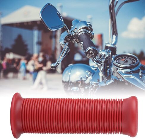 1 Inch Motorcycle Grips Vans丨 Motorcycle Handlebar Grips Motorcycle Handlebars丨 Pair of 1Inch 25Mm/ 1.1Inch 28Mm Universal Motorcycle Vintage TPU Handle Handlebar Grip White(Red) in Saudi Arabia