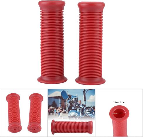 1 Inch Motorcycle Grips Vans丨 Motorcycle Handlebar Grips Motorcycle Handlebars丨 Pair of 1Inch 25Mm/ 1.1Inch 28Mm Universal Motorcycle Vintage TPU Handle Handlebar Grip White(Red) in Saudi Arabia