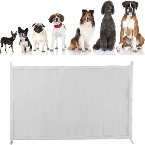 Dog Mesh Gate, Foldable Dog Gate for House Indoor, Pet Fence, Mesh Magic Pet Dog Gate, with 4 Adhesive Hooks and 2 Telescopic Rods, for Doors, Walls, Stairs, Bedrooms (72 * 100cm) in Saudi Arabia