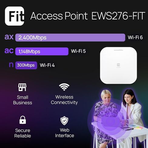 نقطة وصول لاسلكية إنجينيوس (EWS276-FIT) | صحيح 4X4 واي فاي 6 ثنائي النطاق AX3600 | 2.5 جيجابايت بو + | خيارات التحكم في السحابة والتطبيق وOnPrem | WPA3، MU-MIMO، شبكة وتجوال سلس | محول الطاقة غير متضمن in Kuwait