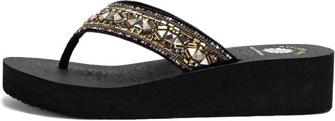 Yellow Box Women's Lira Wedge Sandal, Medium Heel Flip-Flop, Round Toe, MellowMat Collection in Saudi Arabia