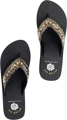 Yellow Box Women's Lira Wedge Sandal, Medium Heel Flip-Flop, Round Toe, MellowMat Collection in Saudi Arabia