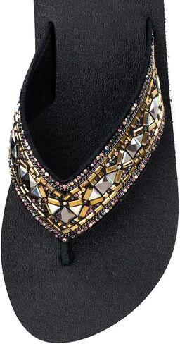 Yellow Box Women's Lira Wedge Sandal, Medium Heel Flip-Flop, Round Toe, MellowMat Collection in Saudi Arabia