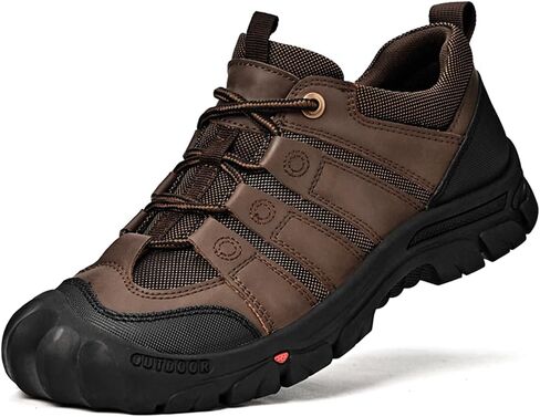 YONGJIA Men's Hiking Casual Low Height Leather Outdoor Comfortable Breathable Non-Slip Trailing Trekking Walking Climbing Work Shoes in Saudi Arabia