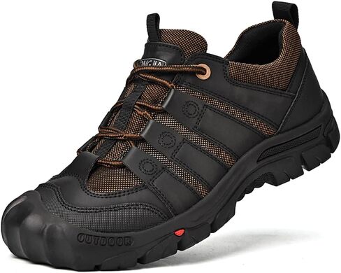 YONGJIA Men's Hiking Casual Low Height Leather Outdoor Comfortable Breathable Non-Slip Trailing Trekking Walking Climbing Work Shoes in Saudi Arabia