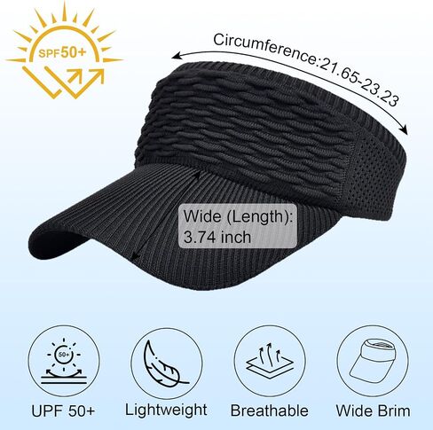 Sun Visor Hats for Women, Knitted Visor Hat Elastic with Empty Top, UV Protection Visors for Outdoor Activities in Saudi Arabia