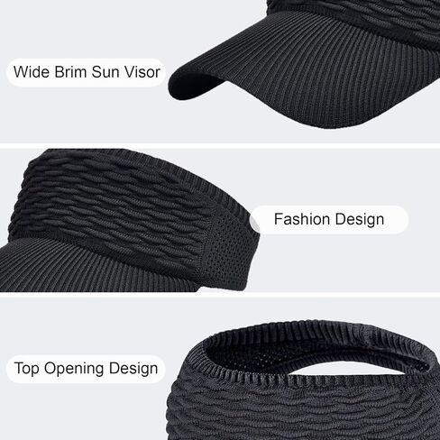 Sun Visor Hats for Women, Knitted Visor Hat Elastic with Empty Top, UV Protection Visors for Outdoor Activities in Saudi Arabia
