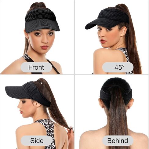 Sun Visor Hats for Women, Knitted Visor Hat Elastic with Empty Top, UV Protection Visors for Outdoor Activities in Saudi Arabia