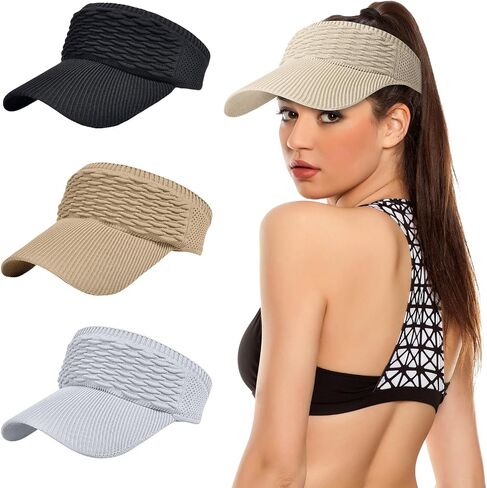 Sun Visor Hats for Women, Knitted Visor Hat Elastic with Empty Top, UV Protection Visors for Outdoor Activities in Saudi Arabia