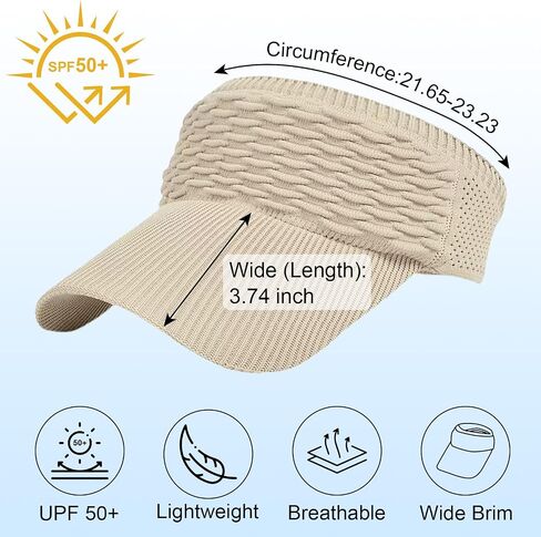 Sun Visor Hats for Women, Knitted Visor Hat Elastic with Empty Top, UV Protection Visors for Outdoor Activities in Saudi Arabia