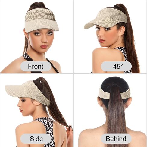 Sun Visor Hats for Women, Knitted Visor Hat Elastic with Empty Top, UV Protection Visors for Outdoor Activities in Saudi Arabia