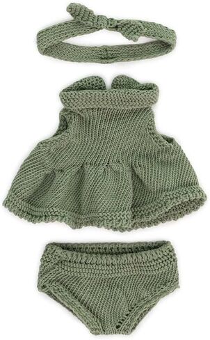 Miniland Clothes for Dolls 8 1/4'' Knitted Outfit Dress & Headband - ECO, Made in Spain, Quality, Role Play, Educational in Saudi Arabia