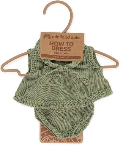 Miniland Clothes for Dolls 8 1/4'' Knitted Outfit Dress & Headband - ECO, Made in Spain, Quality, Role Play, Educational in Saudi Arabia