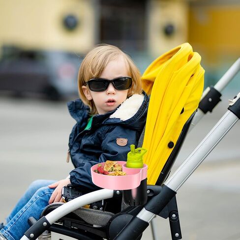 Stroller Cup Holder Attachment For Stroller & Car Seat & Wheelchair Accessories, Cup Holders For Chairs & Stroller Organizer Kids Car Seat Snack Tray Car Seat Organizer Travel Tray For Toddler-Pink in Kuwait