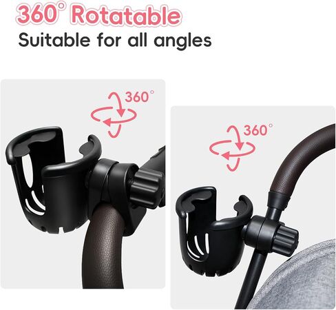 Stroller Cup Holder Attachment For Stroller & Car Seat & Wheelchair Accessories, Cup Holders For Chairs & Stroller Organizer Kids Car Seat Snack Tray Car Seat Organizer Travel Tray For Toddler-Pink in Kuwait