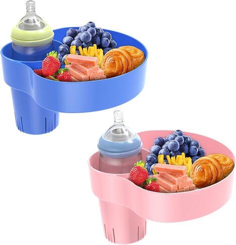 Stroller Cup Holder Attachment For Stroller & Car Seat & Wheelchair Accessories, Cup Holders For Chairs & Stroller Organizer Kids Car Seat Snack Tray Car Seat Organizer Travel Tray For Toddler-Pink in Kuwait