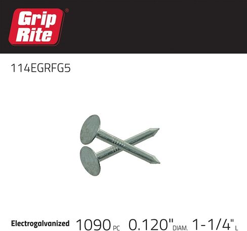 Grip-Rite 114EGRFG5 مسمار تسقيف مجلفن كهربائيًا مقاس 1-1/4 بوصة، بوزن 5 جنيهات in Saudi Arabia
