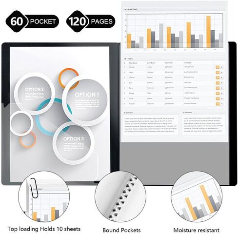 Binder with Plastic Sleeves 4 Pack, 60-Pocket Portfolio Binder Folder for Presentation Art-Work, Clear Sleeves, Holds 120 Pages of 8.5x11 Inch Documents in Kuwait