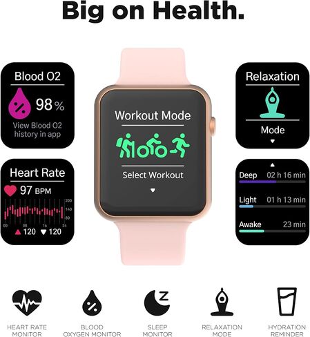 iTouch Air 4 Smartwatch Jillian Michaels Edition with 90 Days Membership to her Fitness App - Heart Rate, Activity and Calories Tracker, Notifications, 100+ Sports Modes, 13 Workout Metrics Points in Saudi Arabia