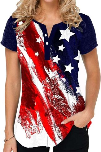 EIGIAGWNG Womens American Flag Lips T-Shirt Funny July 4th Independence Day Graphic Tees Tops in Saudi Arabia