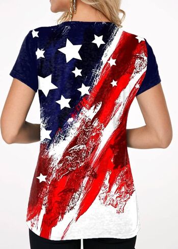 EIGIAGWNG Womens American Flag Lips T-Shirt Funny July 4th Independence Day Graphic Tees Tops in Saudi Arabia