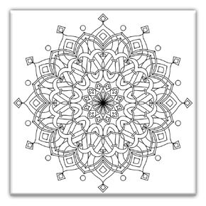 Star Mandala Coloring Canvas For Adults, Stretched primed canvas 8 x 8 Inches | Premium Handmade Coloring Canvas | Art and Sip Party, DIY Kit, Party favor | Easy & fun drawings to color | Wall Art